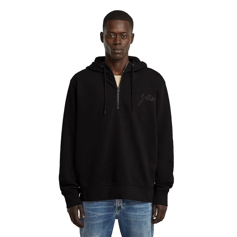 G-STAR 8719965012981 Script Half Zip HDD Black, Black (Dk Black D27763-d566-6484), S