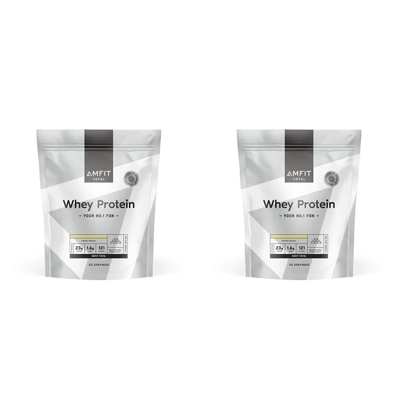 by Amazon - Nutrition Whey Protein Powder, Vanilla Flavour, 33 Servings, 1 kg (Pack of 2), (Previously a AMFIT Brand, Same Product)