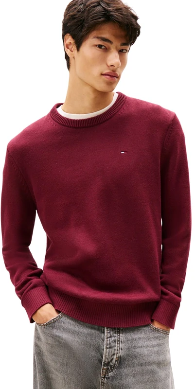 Tommy Jeans Men's TJM Slim Ess Sweater Ext Dm0Dm21787 Pullover, Red (Red Wine), XS