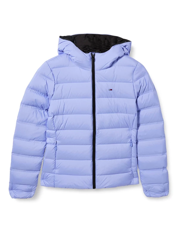 Tommy Jeans Women's TJW SLIM HOOD PRNT DOWN JCKT EXT DW0DW21617, Blue, L