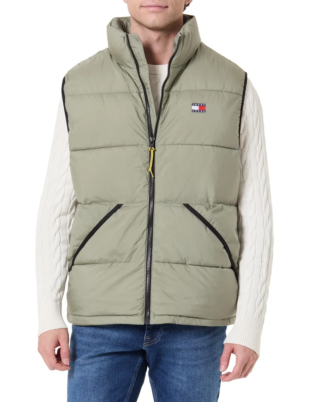 Tommy Jeans Men's TJM Vail Puffer Vest Dm0Dm22069, Green (Utility Sage), L