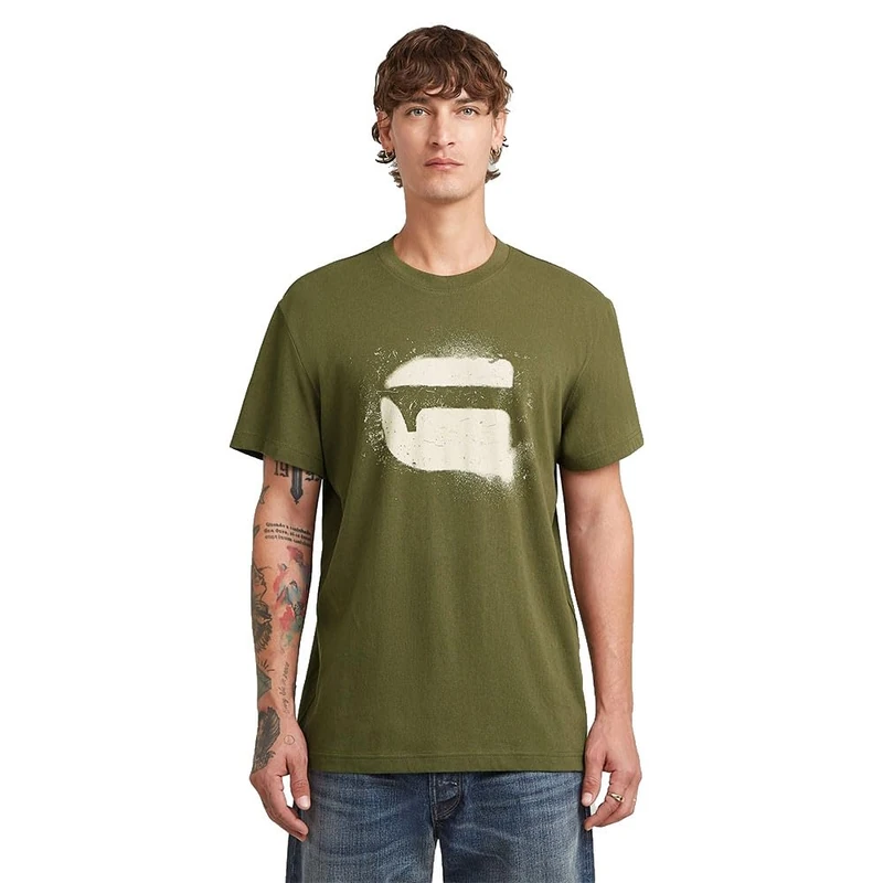 G-STAR 8719965012981 Spray g Logo r t, Green (Shadow Olive D26833-d101-b230), XXL