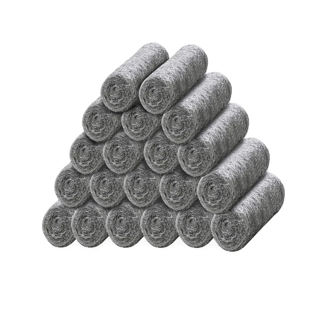 ARVO Steel Wire Wool Pack of 20 – Grade 0 Steel for Mice Control, Cleaning & Polishing – Fine Wire Wool Mice Blocker for Small Gaps – 20 Small Rolls (Each 2.3 cm x 7 cm)