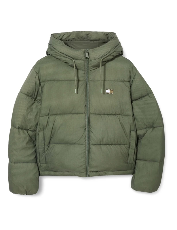 Tommy Jeans Women's TJW HOODED PUFFER JACKET DW0DW21625, Green, M