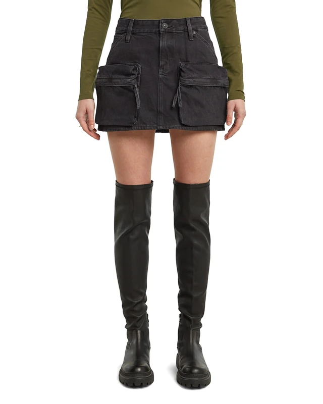 G-STAR 8719965012981 Mini Cargo Skirt Wmn, Black (Worn in Black Obsidian D27703-d772-g756), 28W