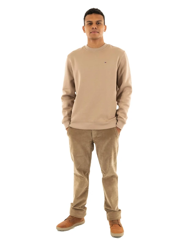 Tommy Jeans Mens Tjm Reg Flag Crew Dm0dm20741 Pullover Sweatshirt, Beige (Coastal Taupe), XS UK