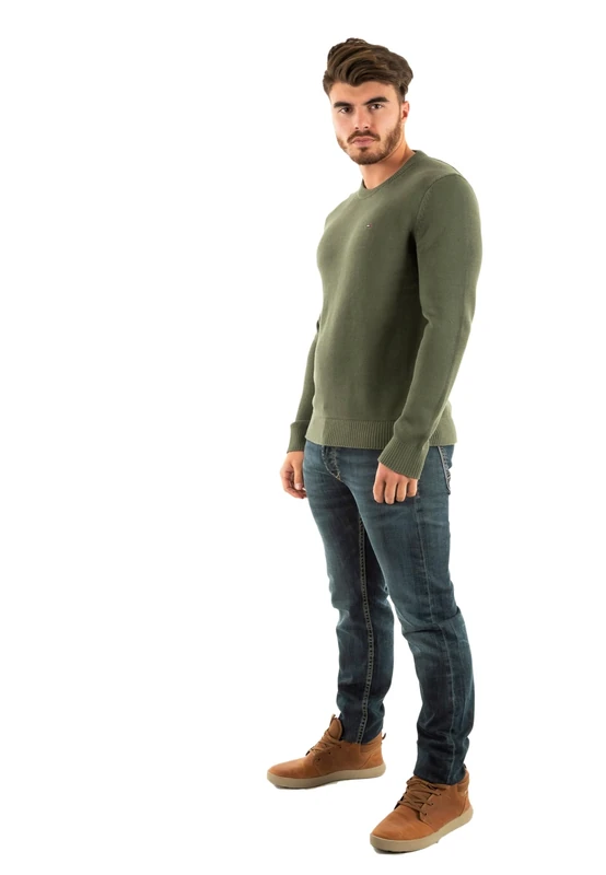 Tommy Jeans Men's TJM Slim Ess Sweater Ext Dm0Dm21787 Pullover, Green (Pewter Green), 3XL