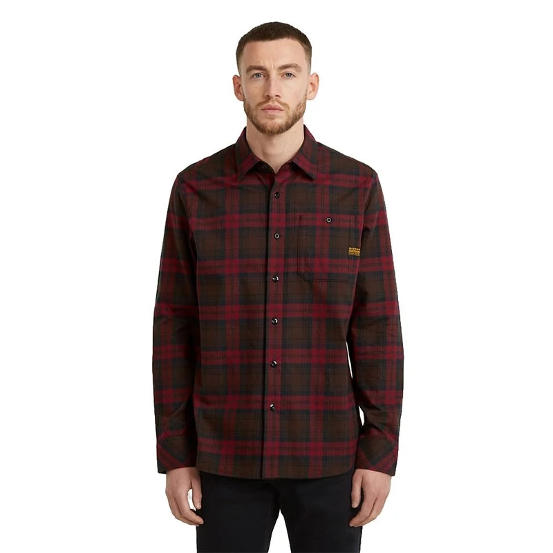 G-STAR Men's Bristum 2.0 Slim Shirt, Multicolour (Port Red Toby Check D23553-d748-h521), L