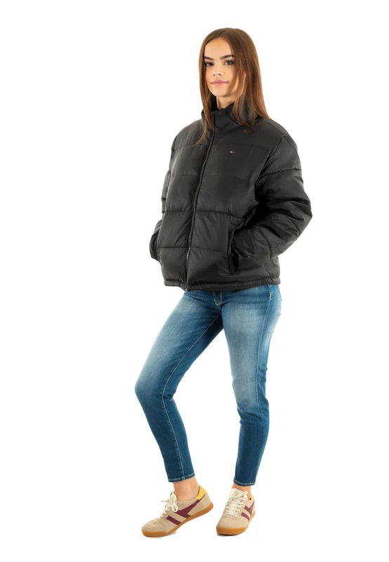 Tommy Jeans Women's Tjw Pckbl Hood Ess Puffer Ext Dw0Dw21619 Jacket, Black (Black), S