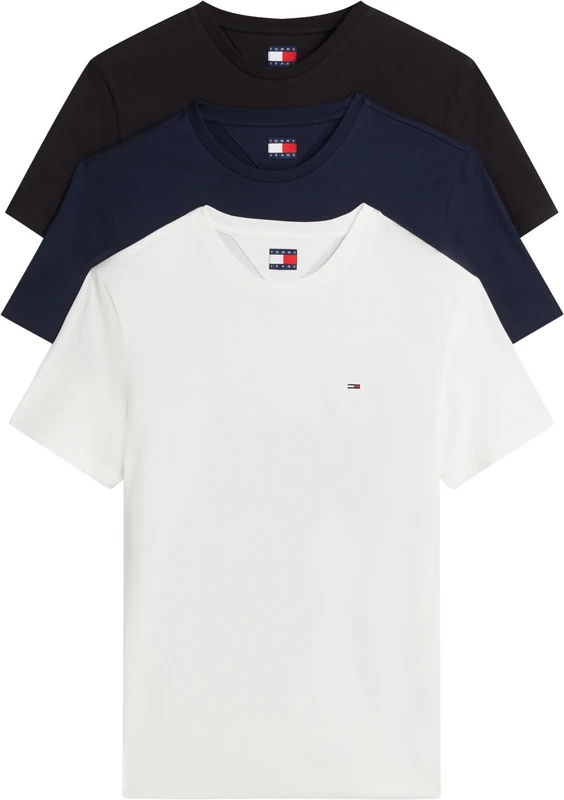 Tommy Jeans Mens TJM Xslim 3 Pack Tee Ext Dm0dm21579 S/S T-Shirt, Multi (Black/Dark Night Navy/Ecru), 4XL Plus UK