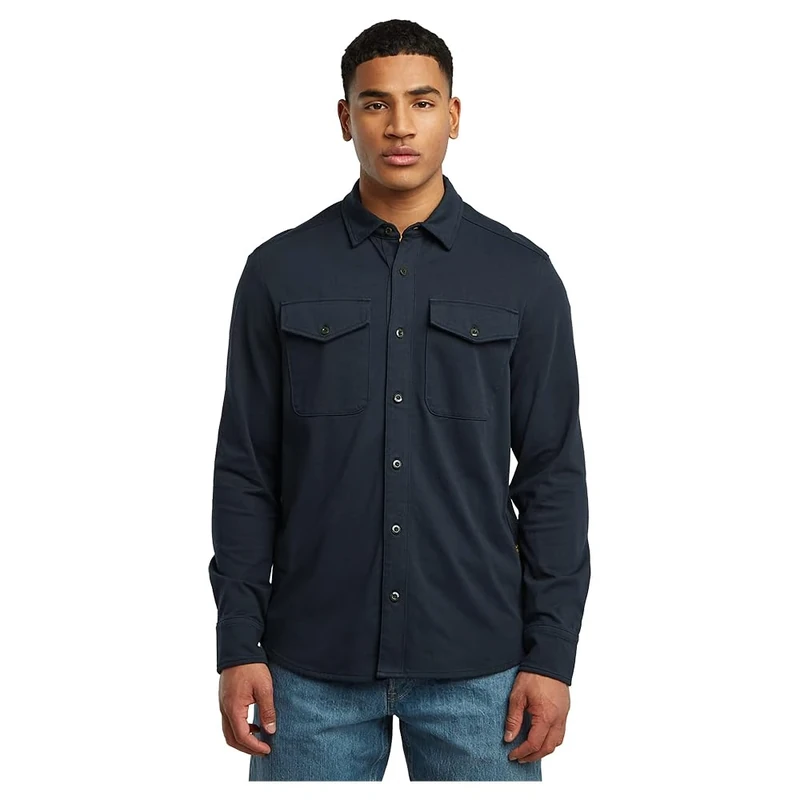G-STAR Men's Marine Jersey Shirt Ls, Blue (Salute D26765-c784-c742), XXL