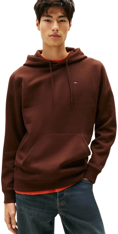 Tommy Jeans Men’s Regular Fit Flag Fleece Hoodie, Brown (Rich Brown), XS