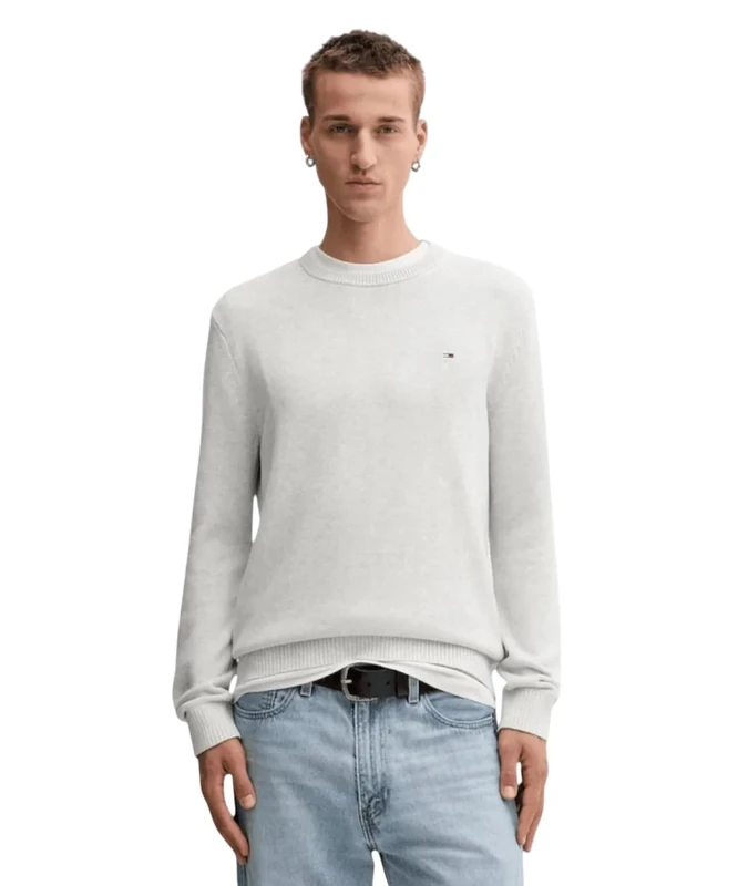 Tommy Jeans Men’s Slim Fit Jumper, Grey (Lt Grey HTR), S