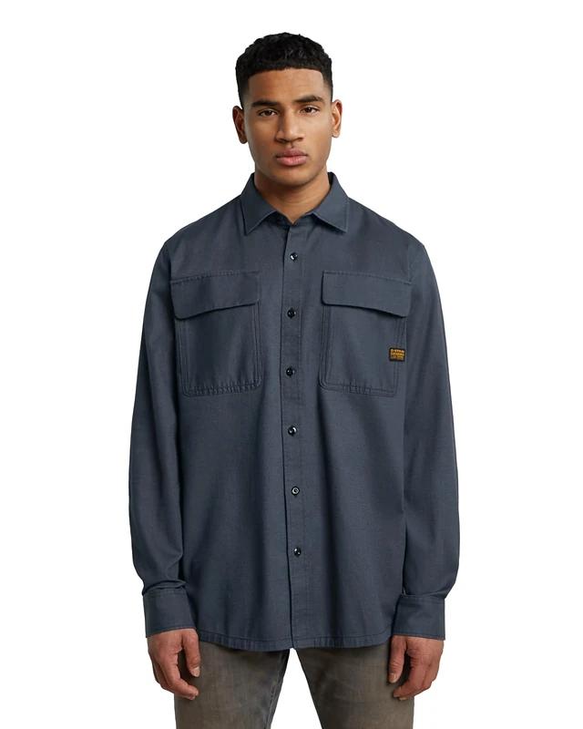 G-STAR Men's CPO Regular Shirt, Blue (India Ink D23583-d913-h392), XXL