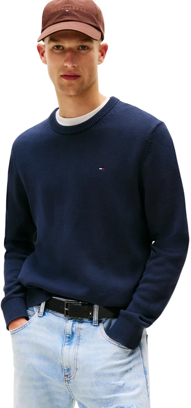 Tommy Jeans Men's TJM Slim Ess Sweater Ext Dm0Dm21787 Pullover, Blue (Dark Night Navy), 4XL Plus