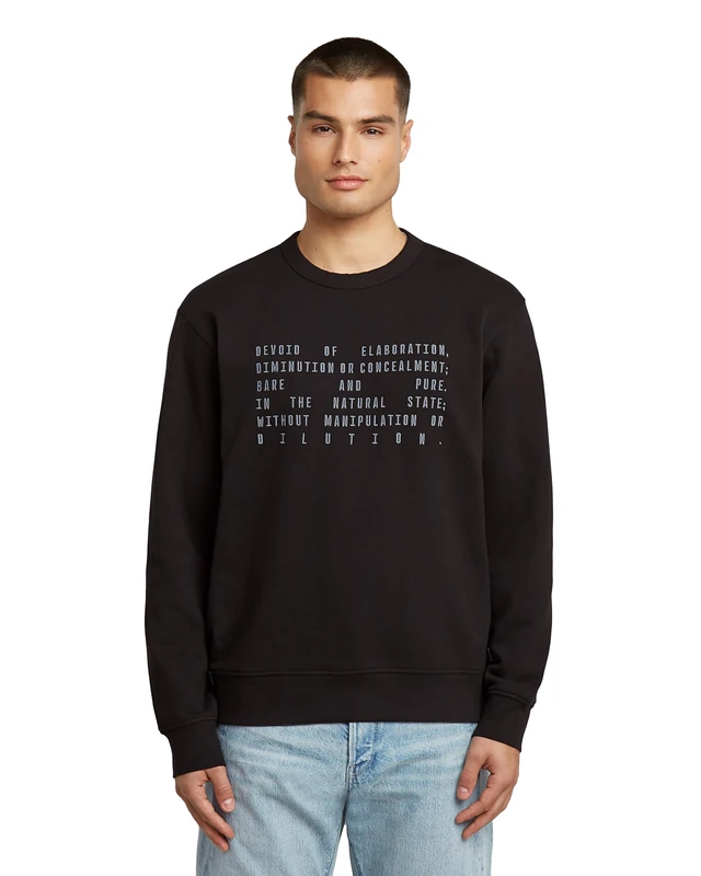 G-STAR Men's Text Graphic R Sw Sweater, Black (Dk Black D27094-e209-6484), L