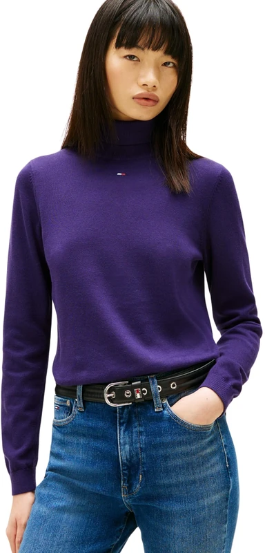 Tommy Jeans Women’s Essential Roll Neck Jumper, Purple (Nocturnal Purple), M