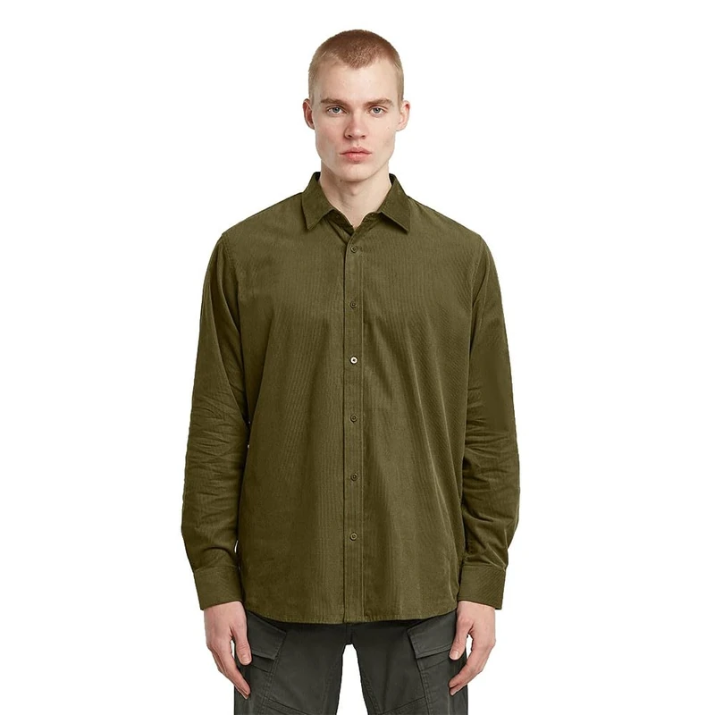 G-STAR Men's Clean Regular Shirt, Green (Dark Olive D25196-d751-c744), S
