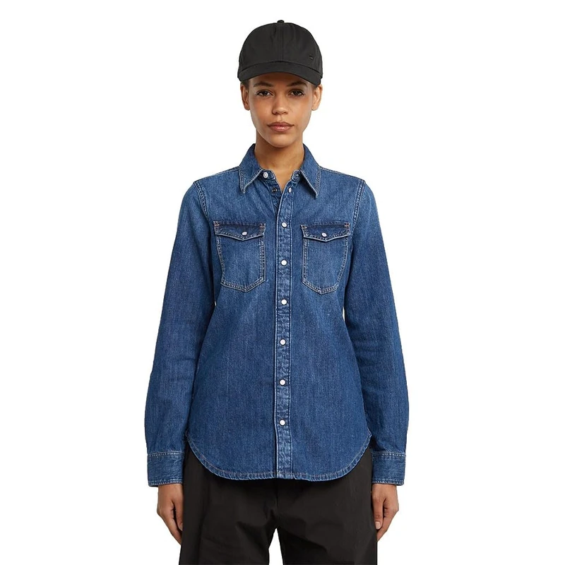 G-STAR Women's Slim Western Shirt Ls Wmn, Blue (Worn in Windward D27714-d252-g749), L