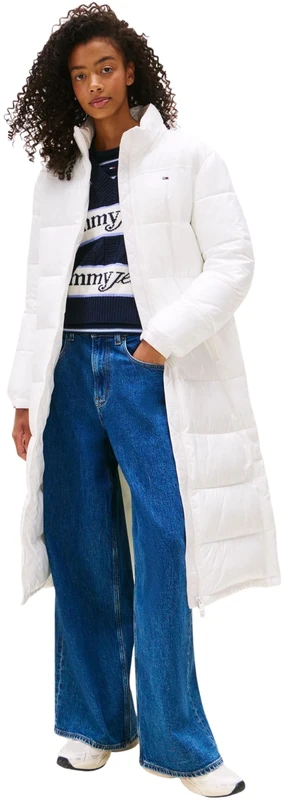 Tommy Jeans Women's Tjw Maxi Pckbl Hood Ess Puffer Dw0Dw21614 Coat, White (Ecru), XL