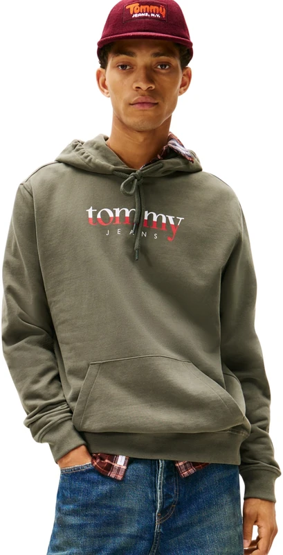 Tommy Jeans Men's TJM Reg DNA Hoodie Ext Dm0Dm22113 Pullover Sweatshirt, Green (Pewter Green), L