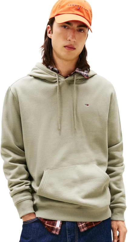 Tommy Jeans Men's TJM Reg S Flag Hoodie Dm0Dm20742 Pullover, Green (Utility Sage), S