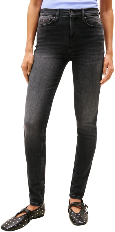 Tommy Jeans Women's Nora Mid Rise Skinny Fit Jeans, Black (Denim Black), 29W/28L