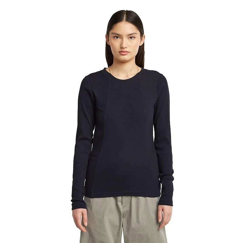 G-STAR A line Slim Rib r t ls wmn, Blue (Osaka Blue D26903-e136-3873), XL