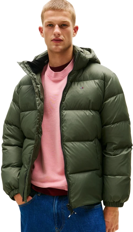 Tommy Jeans Men's TJM Essential Down Jacket Ext Dm0Dm19786, Green (Pewter Green), 3XL Plus