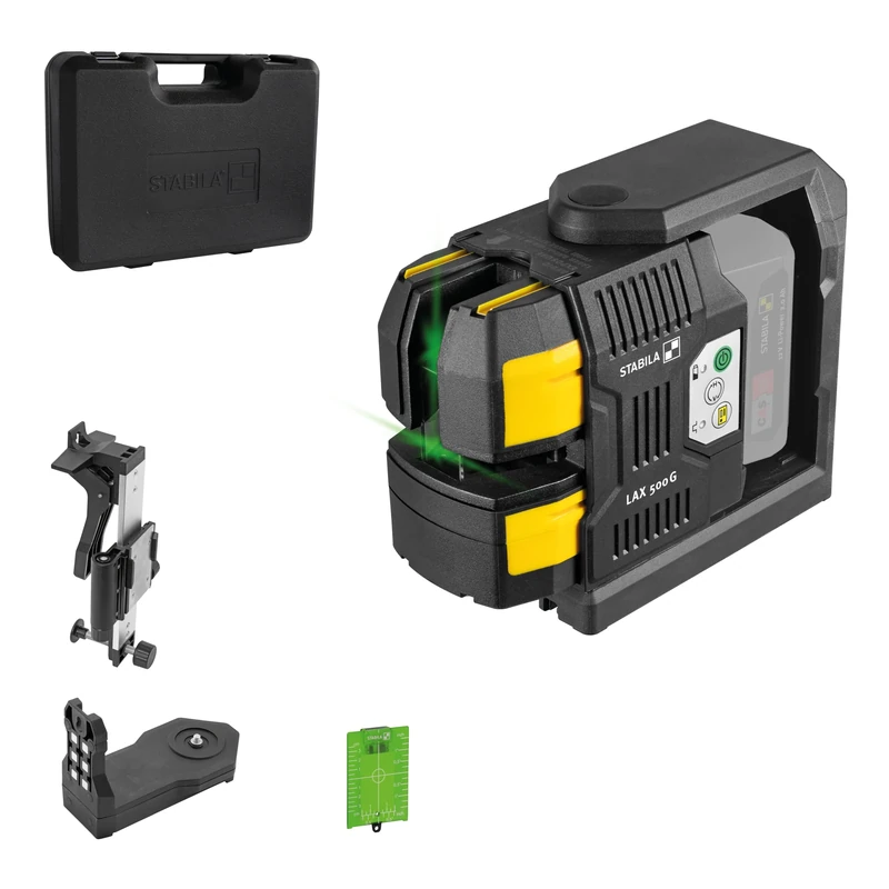Stabila 19983 LAX 500 G Cross Line Laser Level 12V – GreenBeam Tech, Plumb Dots, Self-Leveling, IP54, 40m Range – Bare Unit