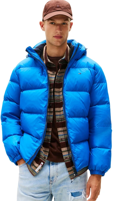 Tommy Jeans Men's TJM Essential Down Jacket Ext Dm0Dm19786, Blue (Vibrant Indigo), XL