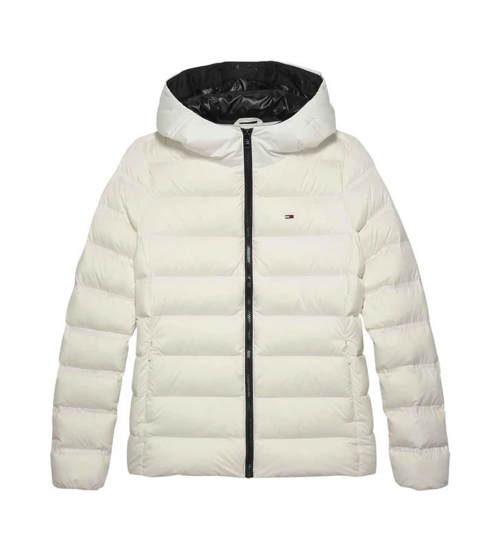 Tommy Jeans Women's Tjw Slim Hood PRNT Down Jckt Ext Dw0Dw21617 Puffer Jacket, White (Ecru), XS