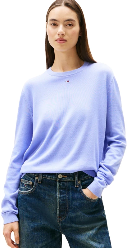 Tommy Jeans Women’s Essential Crew Cotton Jumper, Purple (Vintage Iris), L
