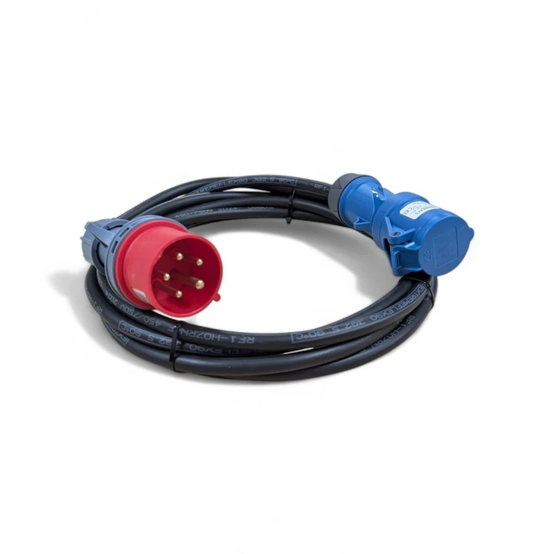 3 Phase Adaptor 16A-5 Pin Plug 415v to Single Phase 16A 3 Pin 230V Socket Adaptor Ultra Flexible HO7RN-F Cable (10 Metre)