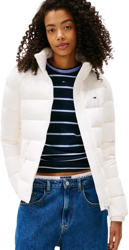 Tommy Jeans Women's Slim Puffer Jacket - White Ecru, XL