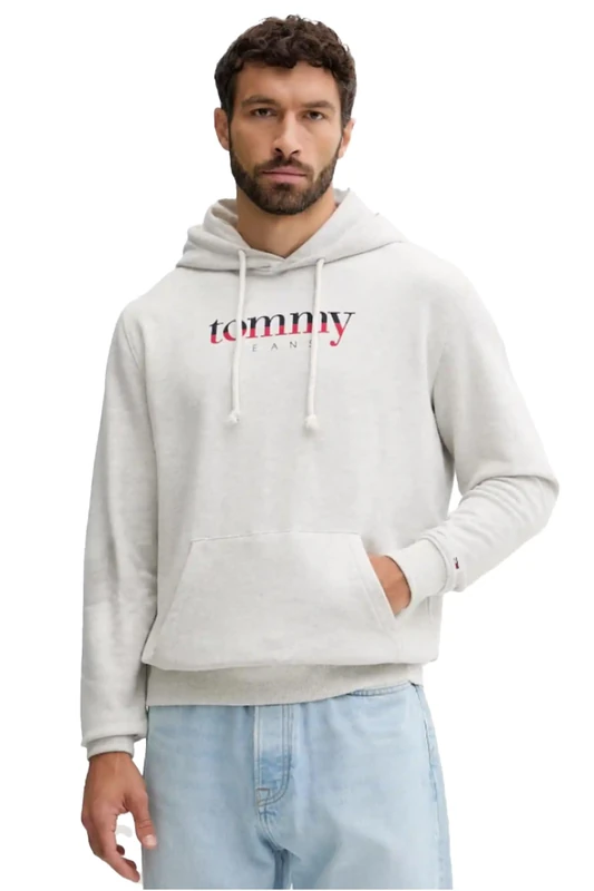 Tommy Jeans Men’s Regular Fit Hoodie, Grey (Lt Grey Htr), L