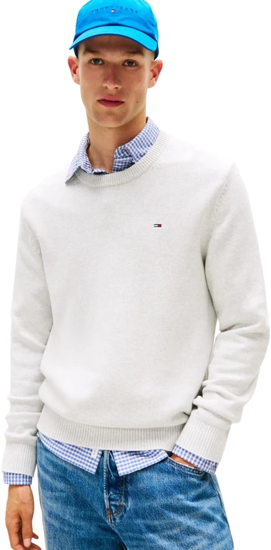 Tommy Jeans Mens TJM Slim Ext Dm0dm21787 Pullover Sweater, Grey (Lt Grey HTR), XS UK