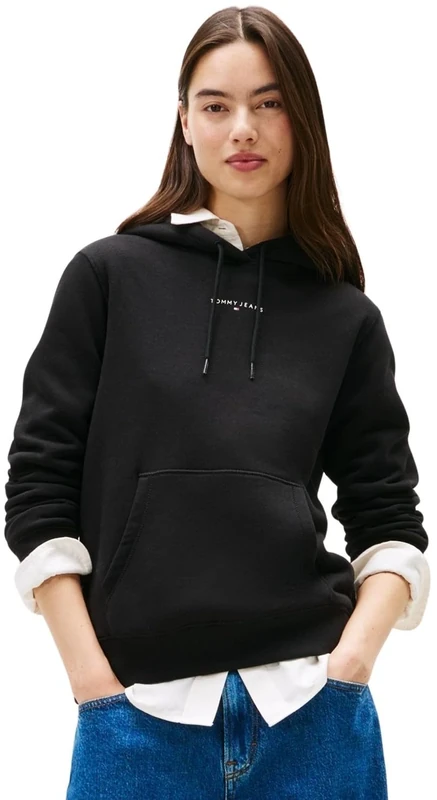 Tommy Jeans Womens Tjw Reg Linear Ext Dw0dw21963 Pullover Hoodie, Black (Black), L UK