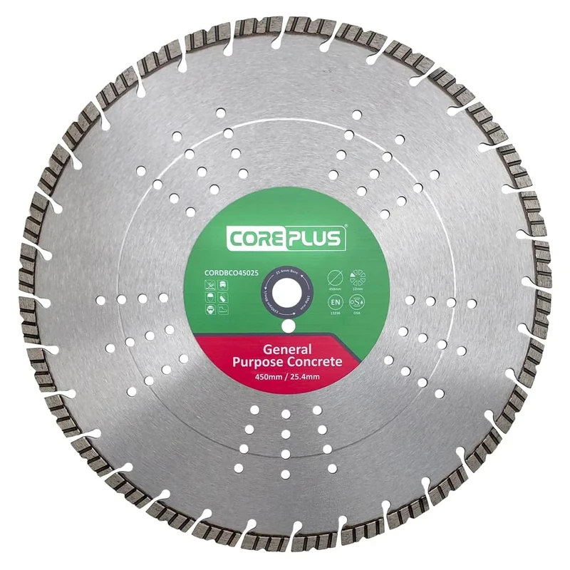 CorePlus Concrete Diamond Blade 450mm x 25mm Bore for General Purpose Cutting, EN 13236 Quality Standard