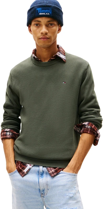 Tommy Jeans Men’s Slim Fit Jumper, Green (Pewter Green), XXL
