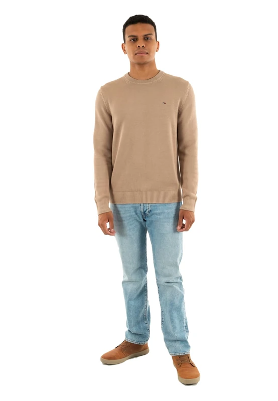 Tommy Jeans Men’s Slim Fit Jumper, Beige (Coastal Taupe), XS