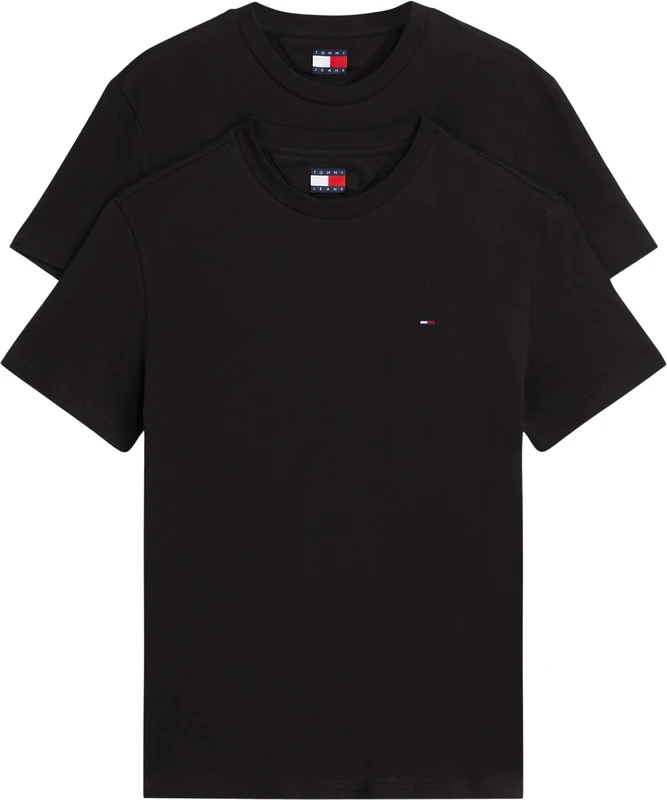 Tommy Jeans Mens TJM Xslim 2pack Jersey Tee Ext Dm0dm15381 S/S T-Shirt, Multi (Black/Black), M UK