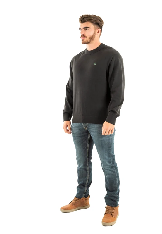 Calvin Klein Jeans Men's LS EZ Cotton CREWNK Sweater 12GG LV04RC309G Sweaters, Black (Black), XL