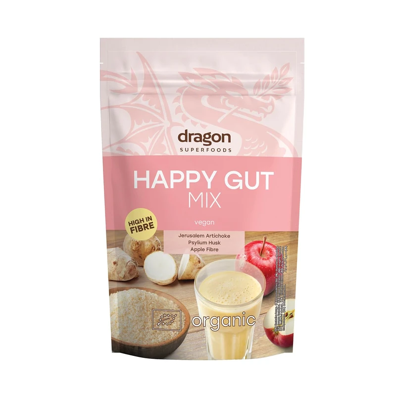 Dragon Superfoods Happy Gut Mix – 100% Bio, Organic, Vegan, Rich in Fiber – 6 x 200g