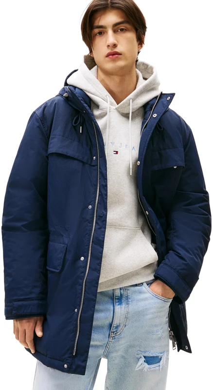 Tommy Jeans Men’s City Ready Parka with Hood, Blue (Dark Night Navy), S