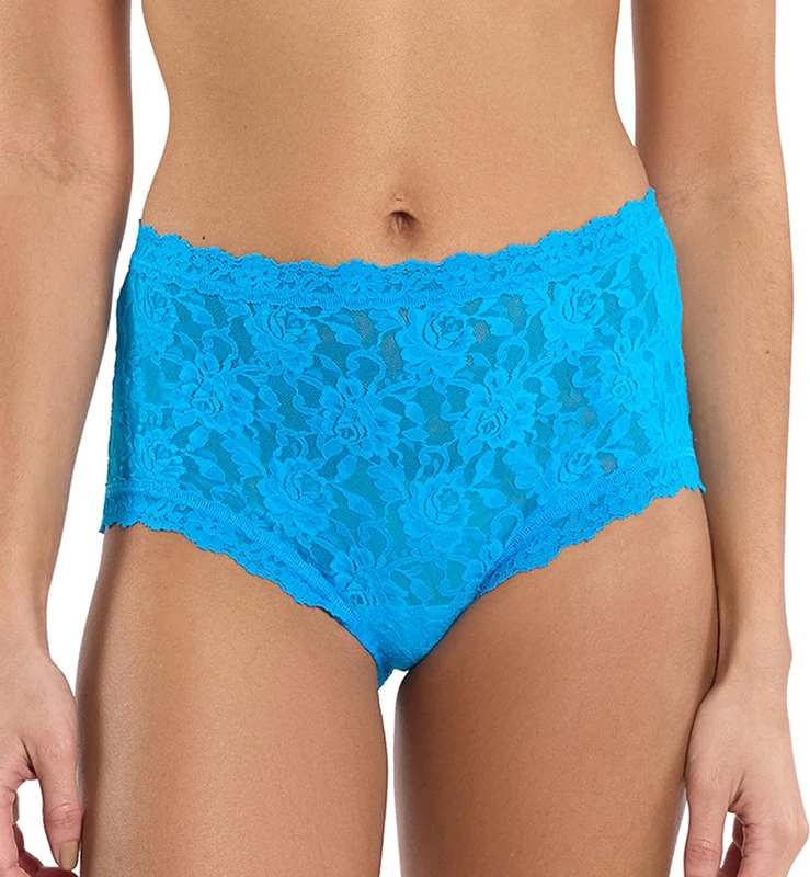 hanky panky Women's Signature Lace High Rise Boy Shorts, Mediterranean Sea, L