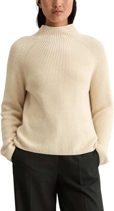 Marc OߴPolo Women's Organic Cotton Long Sleeve Knitted Jumper, Beige (Chalky Sand), XL