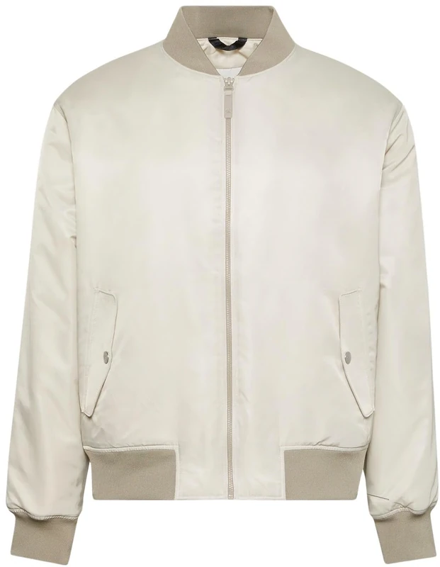 Calvin Klein Men's Hero Bomber Jacket with Zip, Off-White (Island Fossil), M