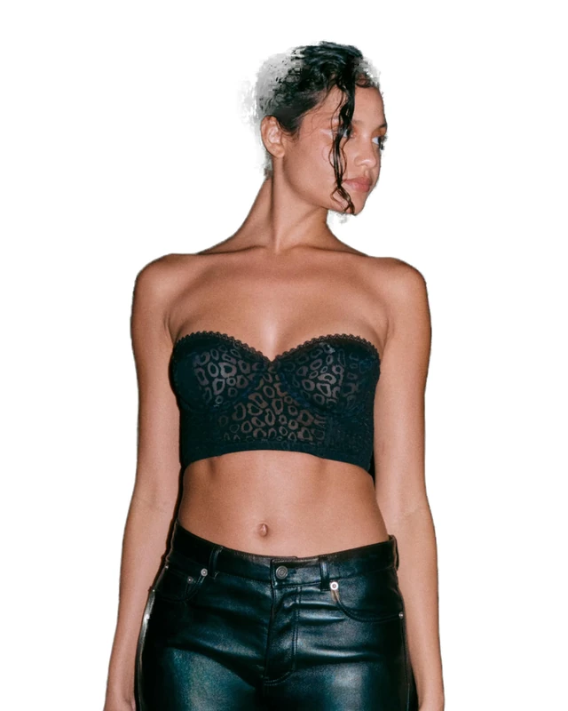 Cosabella womens Accra Cropped Bustier, Black Animal, 2