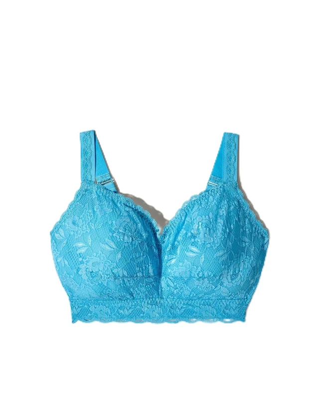 Cosabella Women's Say Never Super Curvy Sweetie Bralette Bra, Semi-Sheer, Constance Blue, M